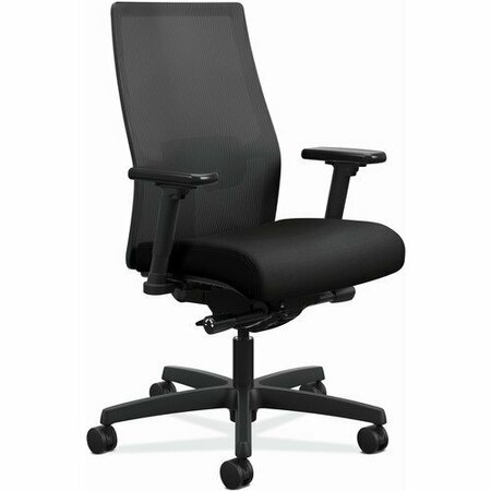 OFM IGNITION 2.0 4-WAY STRETCH MID-BACK MESH TASK CHAIR, SUPPORTS UP TO 300 LBS., BLK SEAT, BLK BASE HONI2M2AMLC10TK